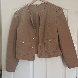 Cropped Quilted Utility Jacket in Camel